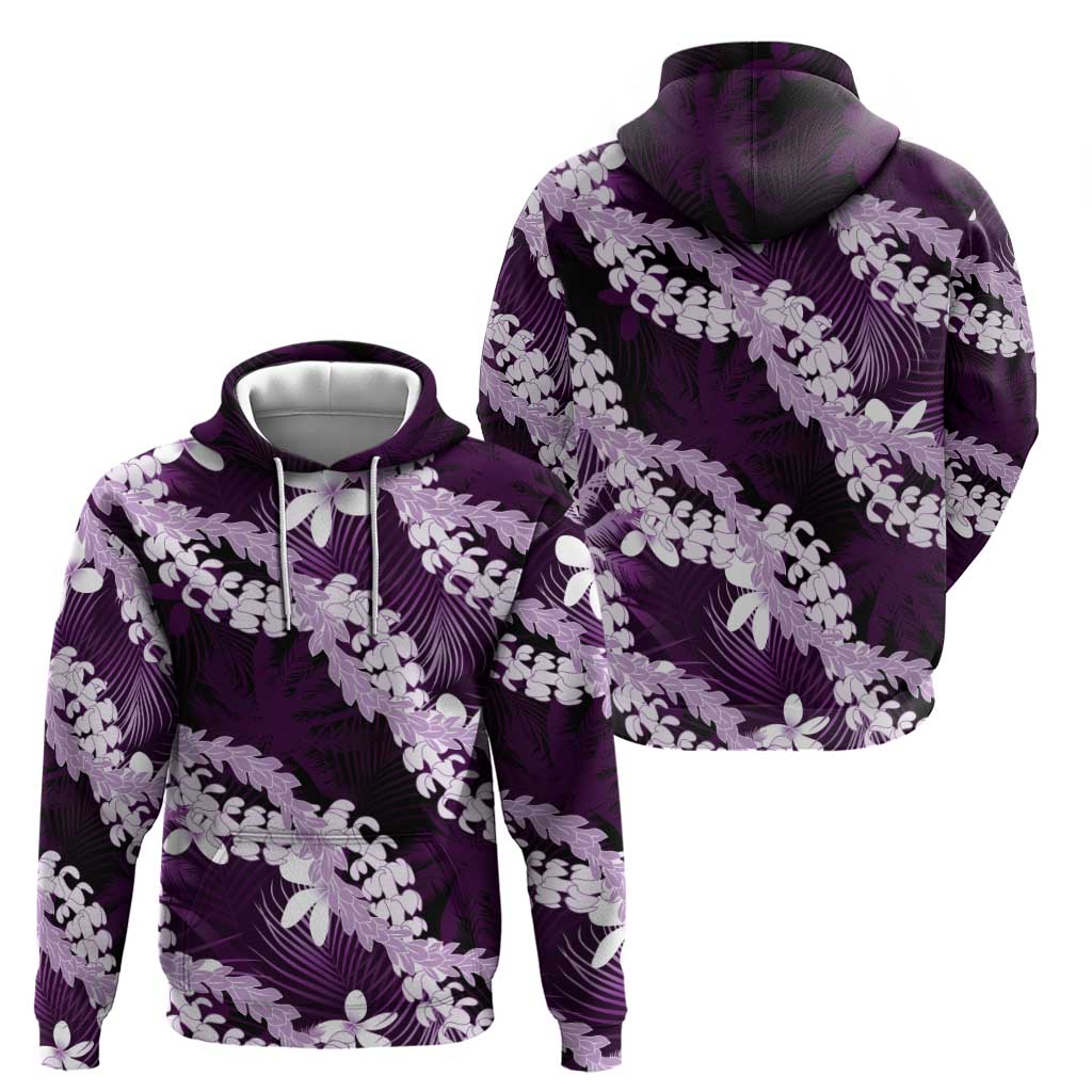 Puakenikeni Maile Lei Zip Hoodie Frangipani Purple Tropical Leaves LT01 - Polynesian Pride