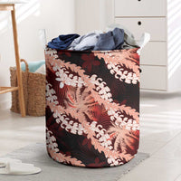 Puakenikeni Maile Lei Laundry Basket Frangipani Red Tropical Leaves LT01 Red - Polynesian Pride