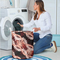 Puakenikeni Maile Lei Laundry Basket Frangipani Red Tropical Leaves LT01 - Polynesian Pride