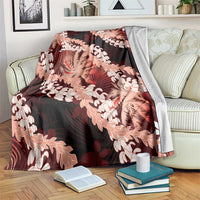 Puakenikeni Maile Lei Blanket Frangipani Red Tropical Leaves