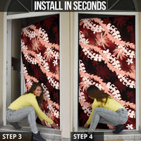 Puakenikeni Maile Lei Door Cover Frangipani Red Tropical Leaves