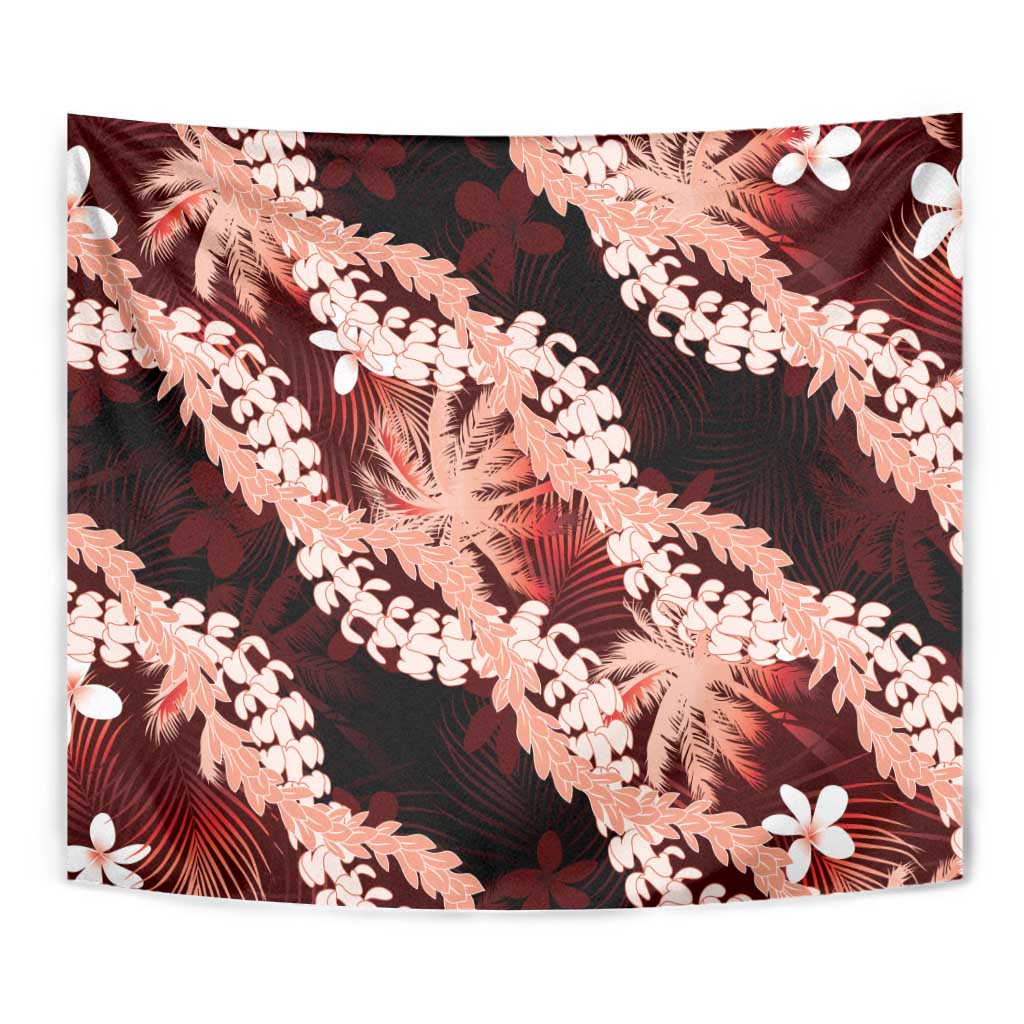 Puakenikeni Maile Lei Tapestry Frangipani Red Tropical Leaves