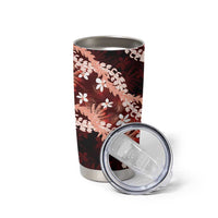 Puakenikeni Maile Lei Tumbler Cup Frangipani Red Tropical Leaves