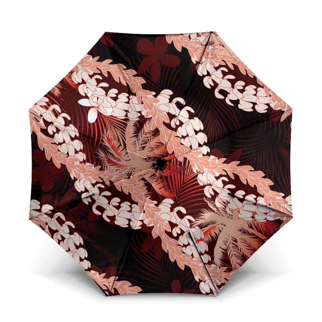Puakenikeni Maile Lei Umbrella Frangipani Red Tropical Leaves