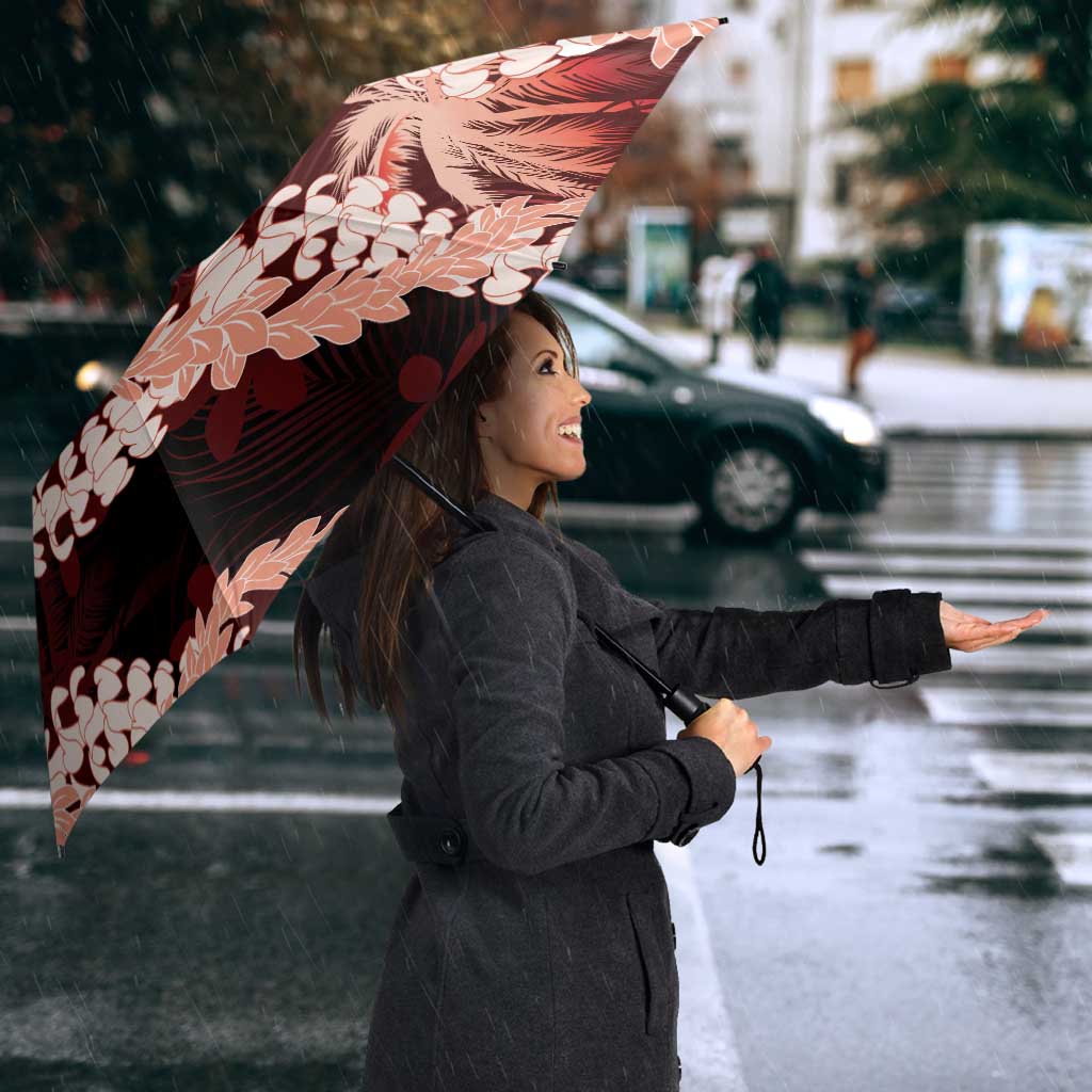 Puakenikeni Maile Lei Umbrella Frangipani Red Tropical Leaves