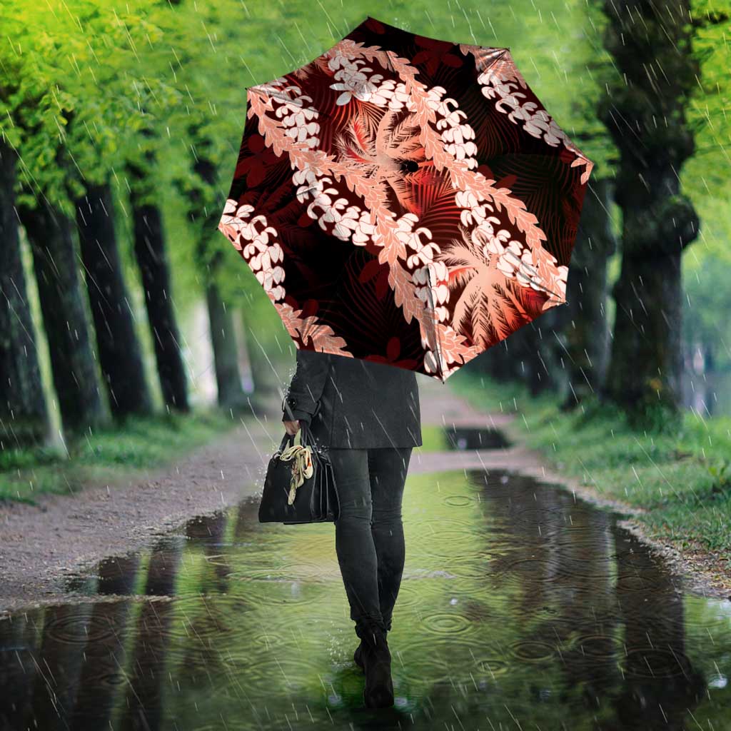 Puakenikeni Maile Lei Umbrella Frangipani Red Tropical Leaves