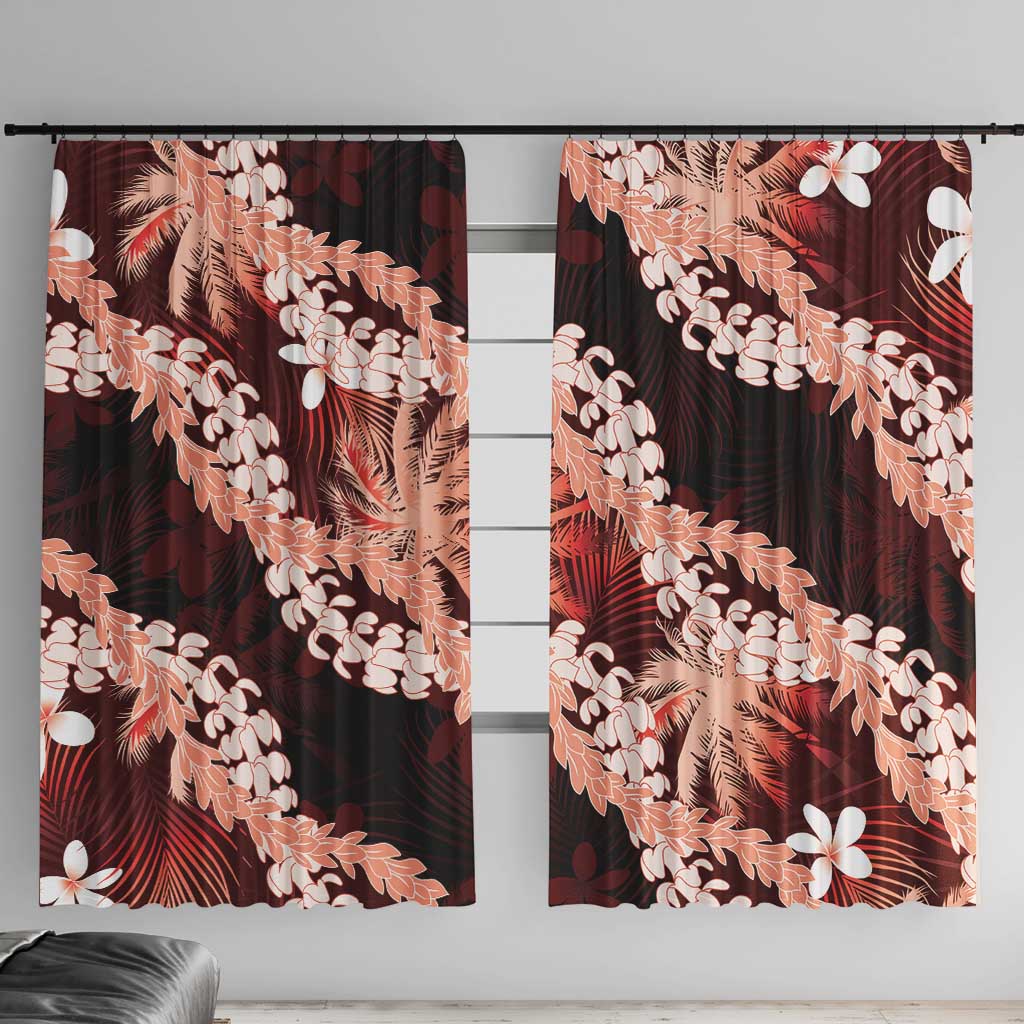 Puakenikeni Maile Lei Window Curtain Frangipani Red Tropical Leaves