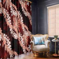 Puakenikeni Maile Lei Window Curtain Frangipani Red Tropical Leaves