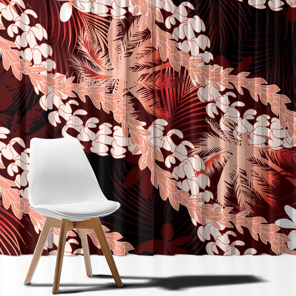 Puakenikeni Maile Lei Window Curtain Frangipani Red Tropical Leaves
