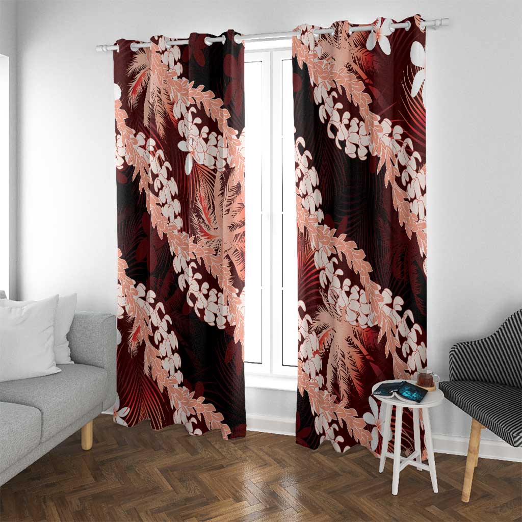 Puakenikeni Maile Lei Window Curtain Frangipani Red Tropical Leaves