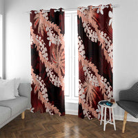 Puakenikeni Maile Lei Window Curtain Frangipani Red Tropical Leaves