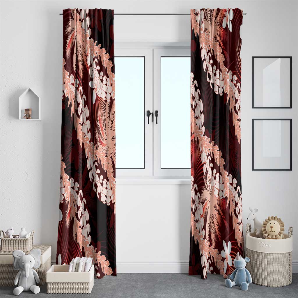 Puakenikeni Maile Lei Window Curtain Frangipani Red Tropical Leaves