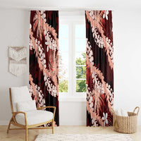 Puakenikeni Maile Lei Window Curtain Frangipani Red Tropical Leaves