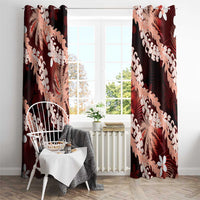 Puakenikeni Maile Lei Window Curtain Frangipani Red Tropical Leaves