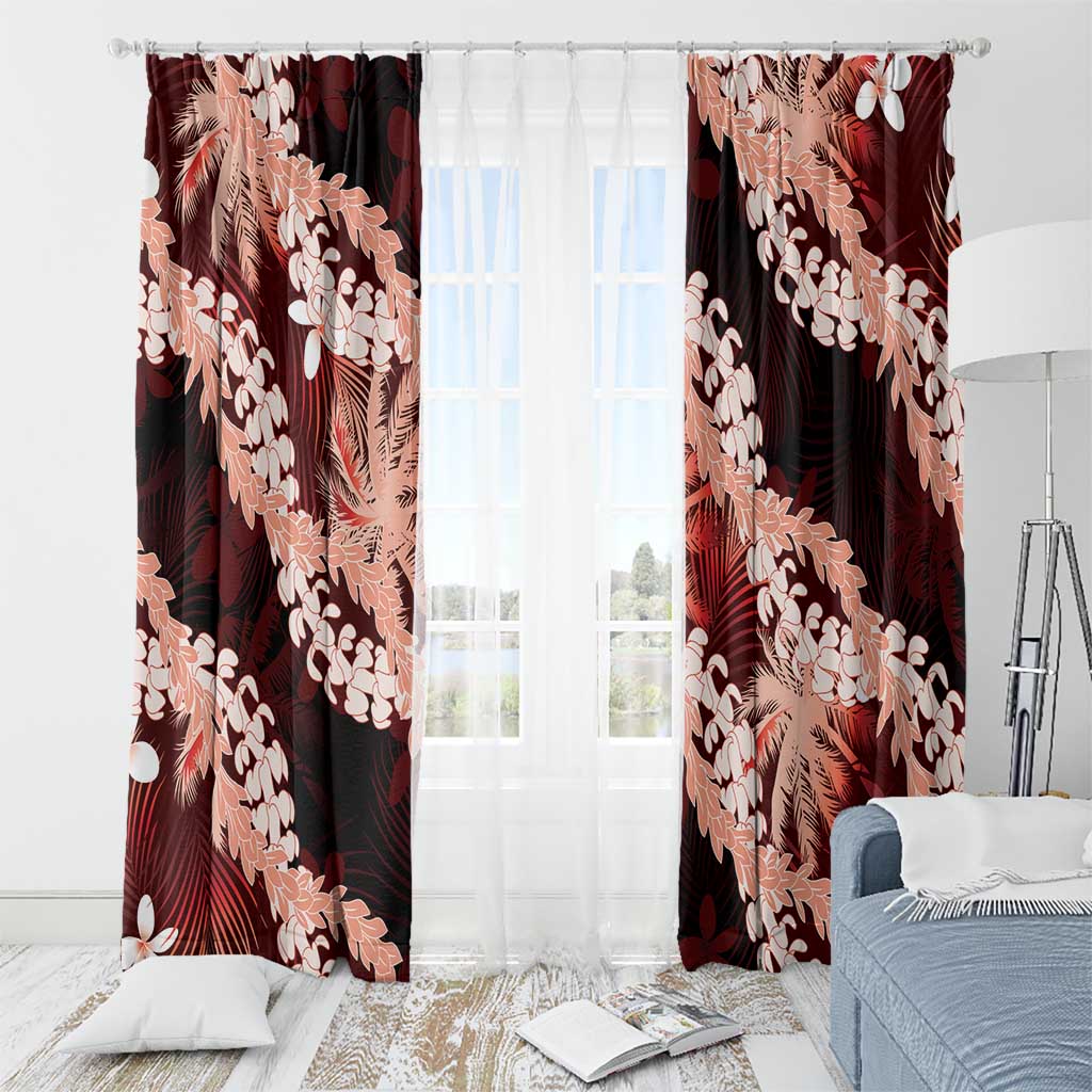 Puakenikeni Maile Lei Window Curtain Frangipani Red Tropical Leaves