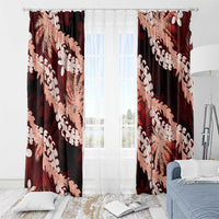 Puakenikeni Maile Lei Window Curtain Frangipani Red Tropical Leaves