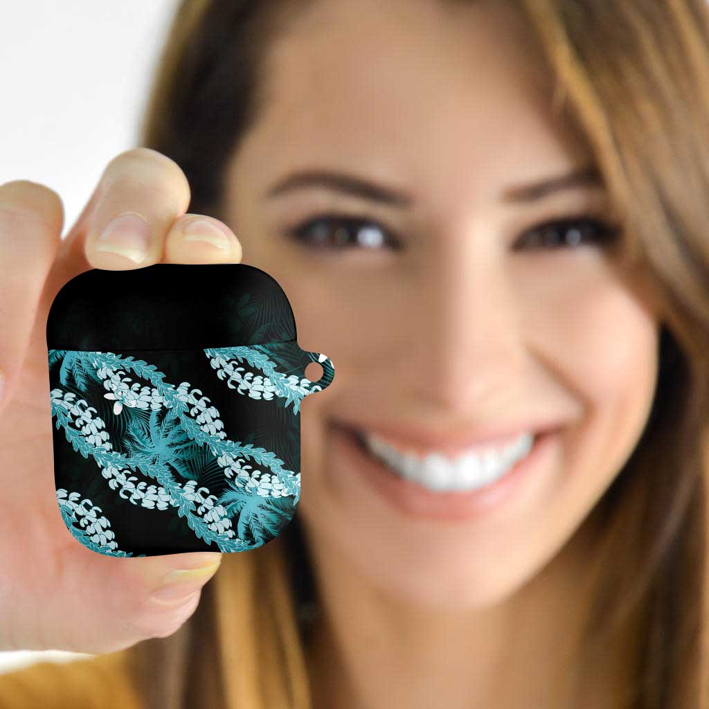 Puakenikeni Maile Lei AirPods Case Frangipani Turquoise Tropical Leaves LT01 - Polynesian Pride