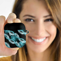 Puakenikeni Maile Lei AirPods Case Frangipani Turquoise Tropical Leaves LT01 - Polynesian Pride