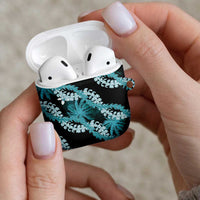Puakenikeni Maile Lei AirPods Case Frangipani Turquoise Tropical Leaves LT01 - Polynesian Pride