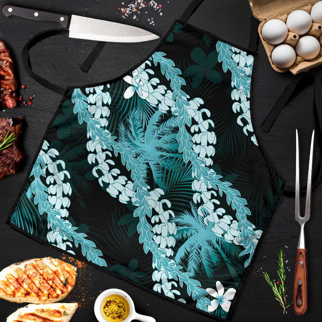 Puakenikeni Maile Lei Apron Frangipani Turquoise Tropical Leaves LT01 Turquoise - Polynesian Pride