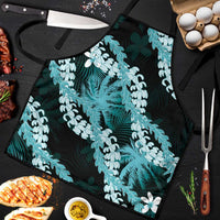 Puakenikeni Maile Lei Apron Frangipani Turquoise Tropical Leaves LT01 Turquoise - Polynesian Pride