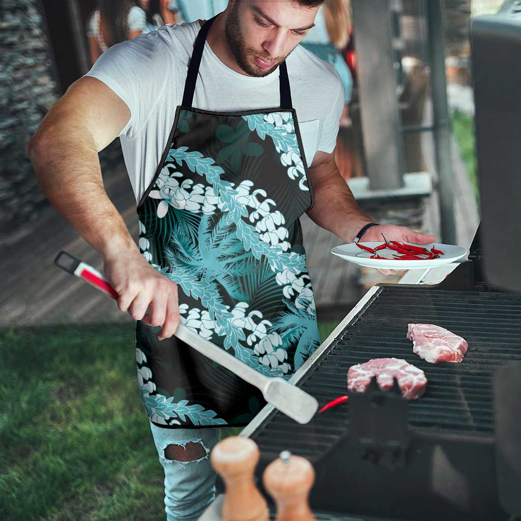 Puakenikeni Maile Lei Apron Frangipani Turquoise Tropical Leaves LT01 - Polynesian Pride