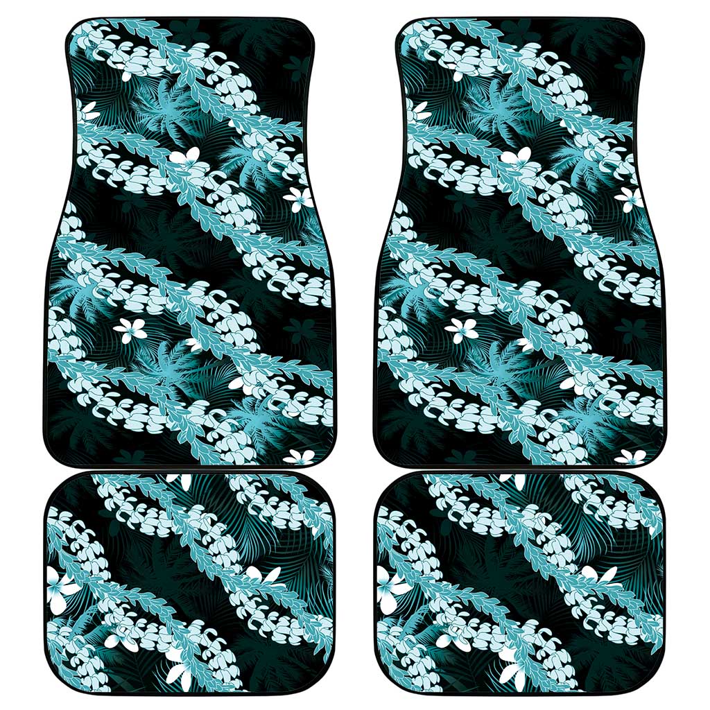 Puakenikeni Maile Lei Car Mats Frangipani Turquoise Tropical Leaves