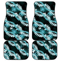 Puakenikeni Maile Lei Car Mats Frangipani Turquoise Tropical Leaves