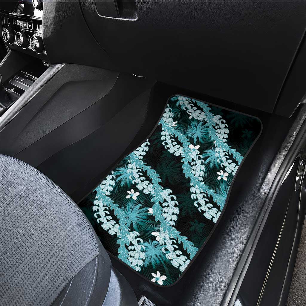 Puakenikeni Maile Lei Car Mats Frangipani Turquoise Tropical Leaves