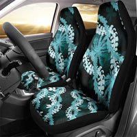 Puakenikeni Maile Lei Car Seat Cover Frangipani Turquoise Tropical Leaves