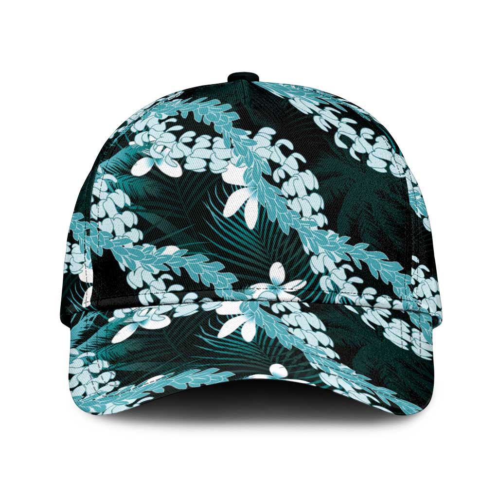 Puakenikeni Maile Lei Classic Cap Frangipani Turquoise Tropical Leaves