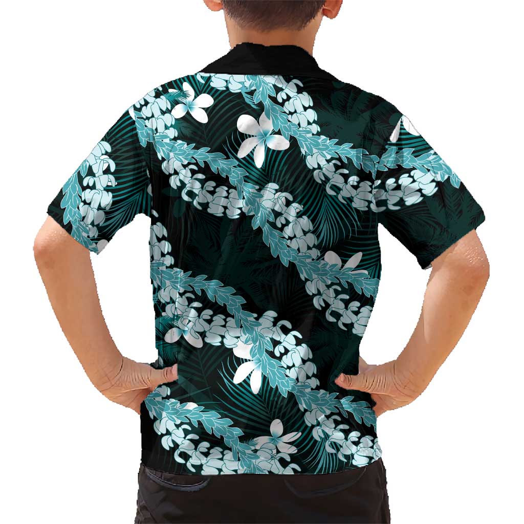 Puakenikeni Maile Lei Family Matching Puletasi and Hawaiian Shirt Frangipani Turquoise Tropical Leaves LT01 - Polynesian Pride