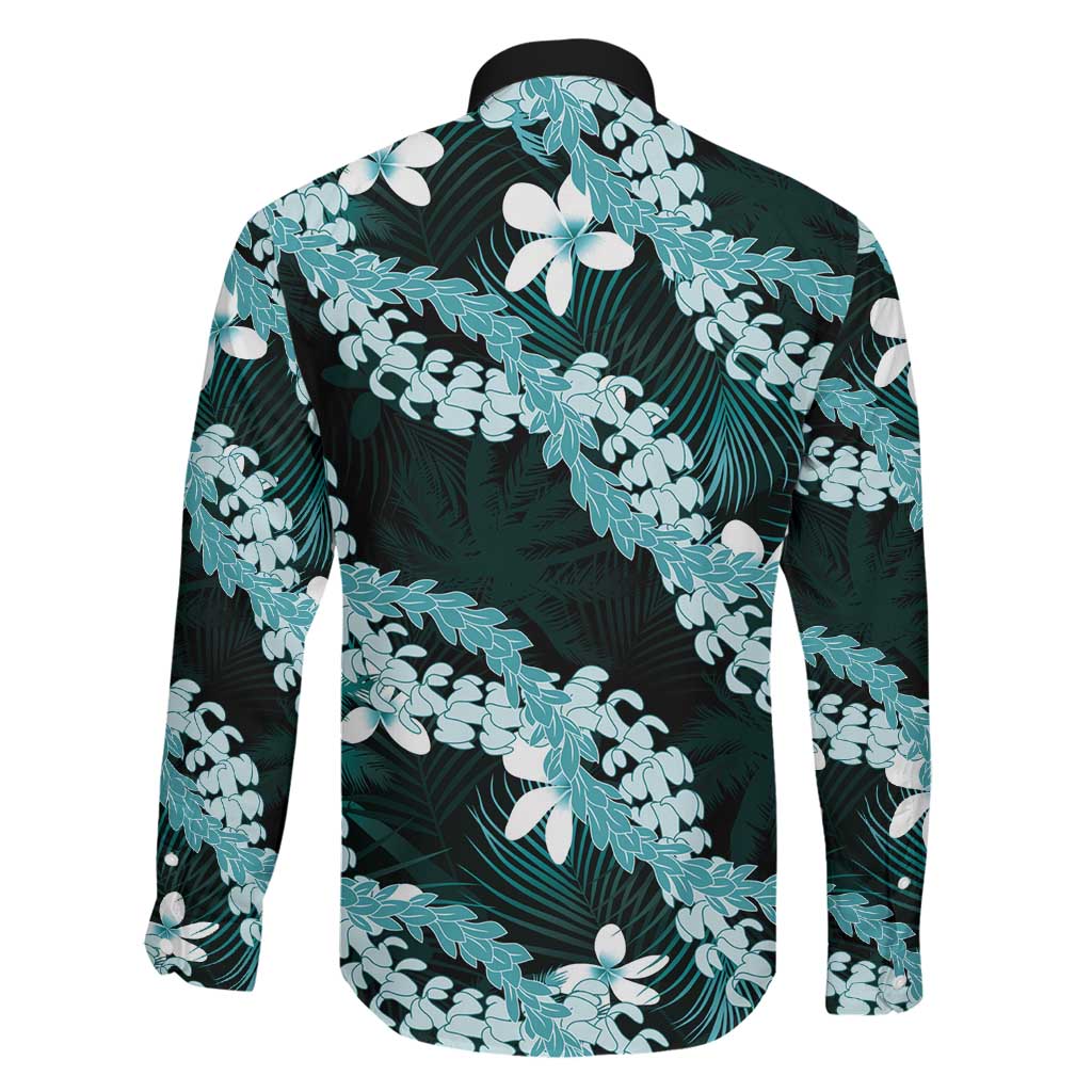 Puakenikeni Maile Lei Family Matching Short Sleeve Bodycon Dress and Hawaiian Shirt Frangipani Turquoise Tropical Leaves LT01 - Polynesian Pride