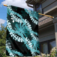 Puakenikeni Maile Lei Garden Flag Frangipani Turquoise Tropical Leaves