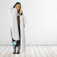 Puakenikeni Maile Lei Hooded Blanket Frangipani Turquoise Tropical Leaves