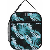 Puakenikeni Maile Lei Lunch Bag Frangipani Turquoise Tropical Leaves