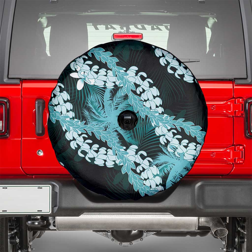 Puakenikeni Maile Lei Spare Tire Cover Frangipani Turquoise Tropical Leaves LT01 - Polynesian Pride