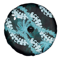 Puakenikeni Maile Lei Spare Tire Cover Frangipani Turquoise Tropical Leaves LT01 - Polynesian Pride