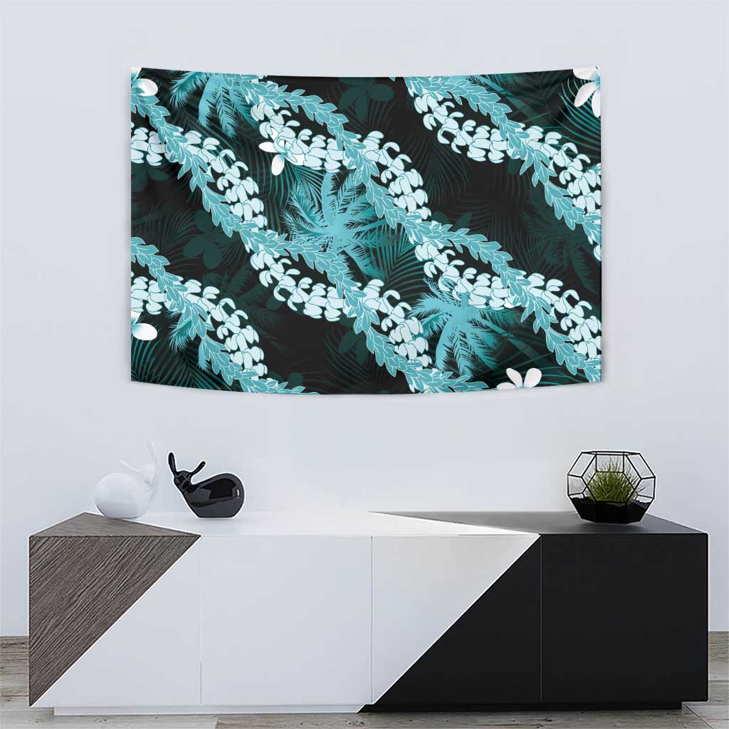 Puakenikeni Maile Lei Tapestry Frangipani Turquoise Tropical Leaves