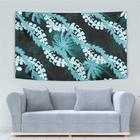 Puakenikeni Maile Lei Tapestry Frangipani Turquoise Tropical Leaves