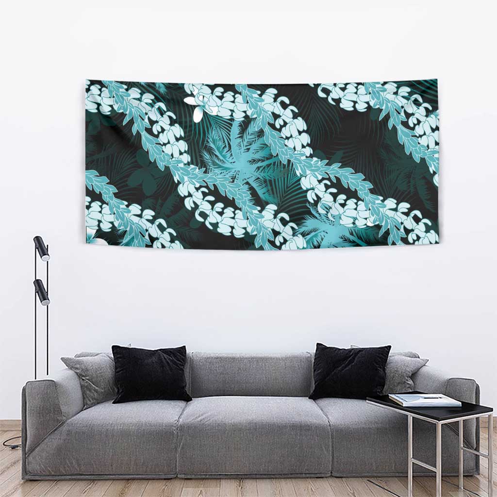 Puakenikeni Maile Lei Tapestry Frangipani Turquoise Tropical Leaves