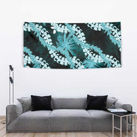 Puakenikeni Maile Lei Tapestry Frangipani Turquoise Tropical Leaves