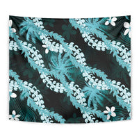 Puakenikeni Maile Lei Tapestry Frangipani Turquoise Tropical Leaves