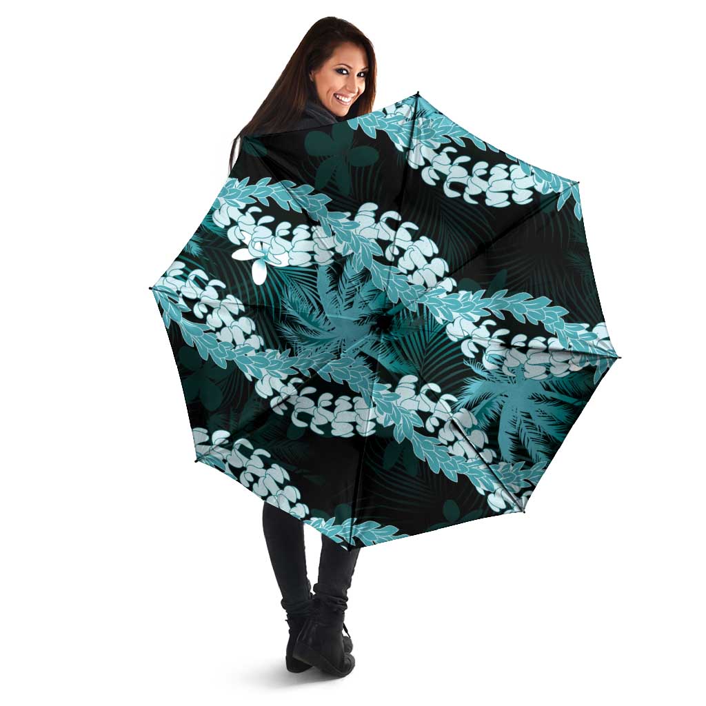 Puakenikeni Maile Lei Umbrella Frangipani Turquoise Tropical Leaves