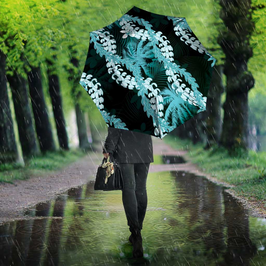 Puakenikeni Maile Lei Umbrella Frangipani Turquoise Tropical Leaves