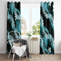 Puakenikeni Maile Lei Window Curtain Frangipani Turquoise Tropical Leaves