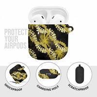 Puakenikeni Maile Lei AirPods Case Frangipani Yellow Tropical Leaves