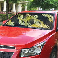 Puakenikeni Maile Lei Auto Sun Shade Frangipani Yellow Tropical Leaves LT01 - Polynesian Pride