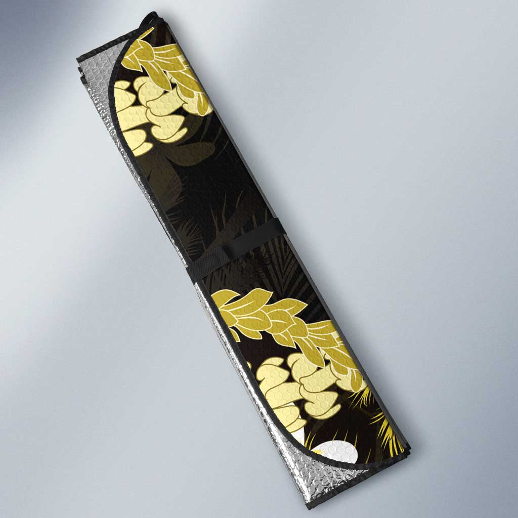 Puakenikeni Maile Lei Auto Sun Shade Frangipani Yellow Tropical Leaves LT01 - Polynesian Pride