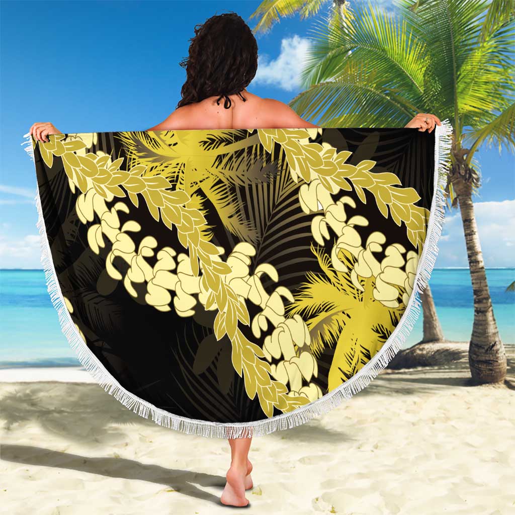 Puakenikeni Maile Lei Beach Blanket Frangipani Yellow Tropical Leaves